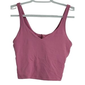Lululemon Women's Tank 4 Pink Cropped Built In Bra Active Athletic